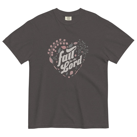 Autumn-themed Christian design featuring warm fall colors, leaves, and the phrase 'Fall for the Lord' — a cozy seasonal reminder of faith and devotion.