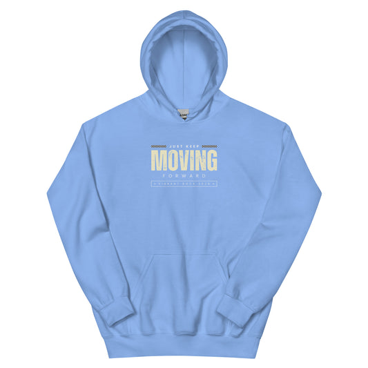 Carolina blue hoodie with 'Just Keep Moving Forward' text