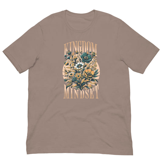 Kingdom Mindset text with graphic vintage floral design