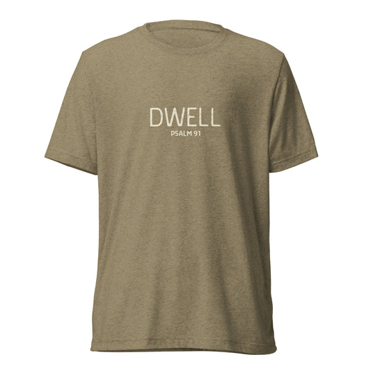 Olive colored Dwell Psalm 91 t shirt. Comfortable faith wear.