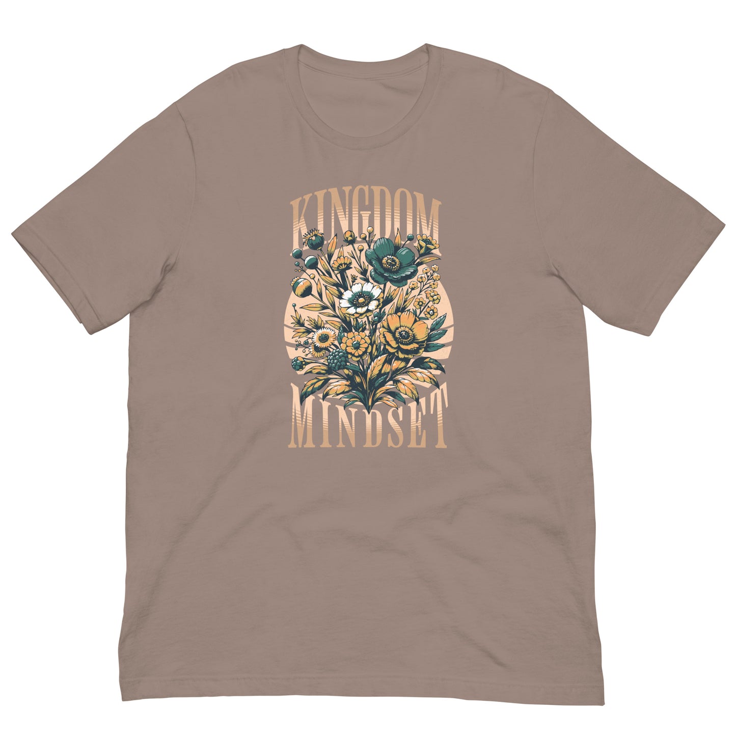 Kingdom Mindset text with graphic vintage floral design