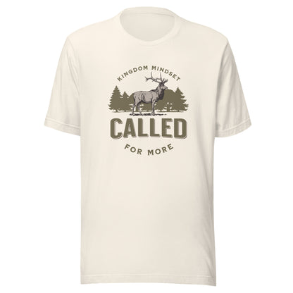 Called for more kingdom mindset with a stag and tree line. Minimalist. Christian shirt.