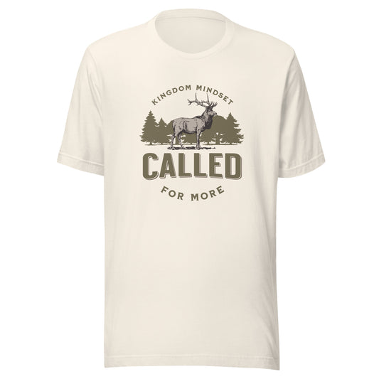 Called for more kingdom mindset with a stag and tree line. Minimalist. Christian shirt.
